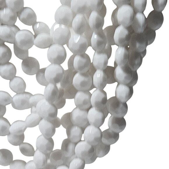 Vintage Elegant White Faceted Glass Beaded Necklace Multi Strand Fashion Jewelry - Picture 2 of 5